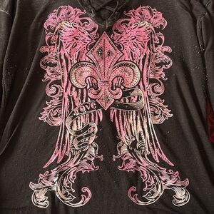 Y2K black Ransom hoodie with pink design